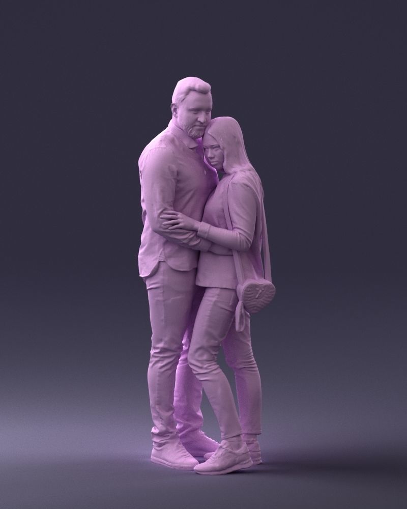 000258 Young Couple Hugging 0316 3D model_2