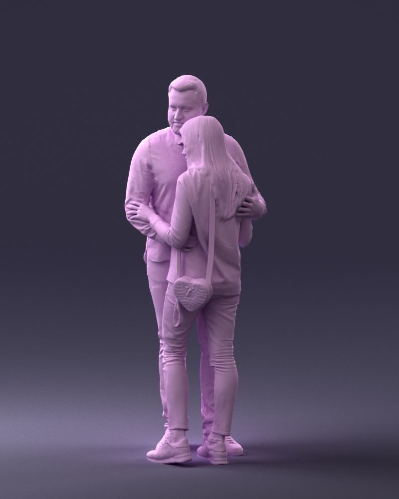 000258 Young Couple Hugging 0316 3D model_11