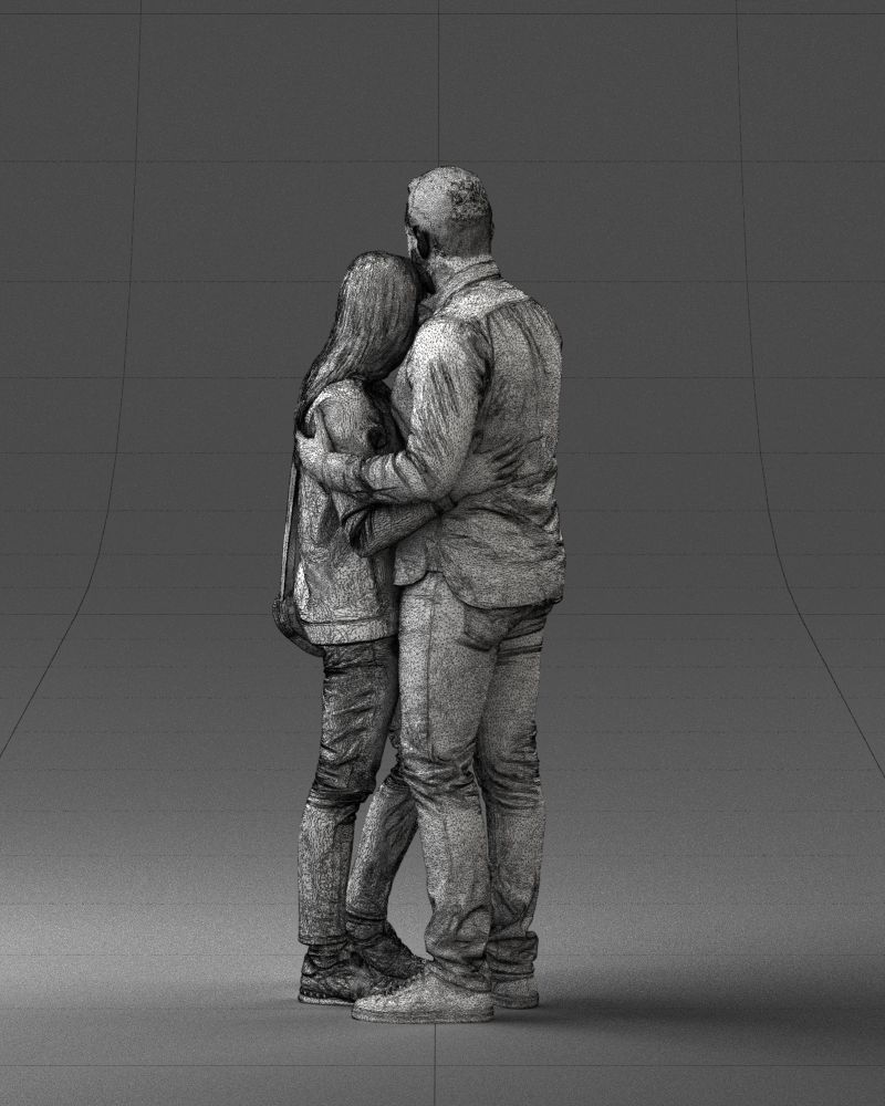 000258 Young Couple Hugging 0316 3D model_9
