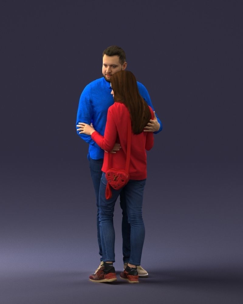 000258 Young Couple Hugging 0316 3D model_10