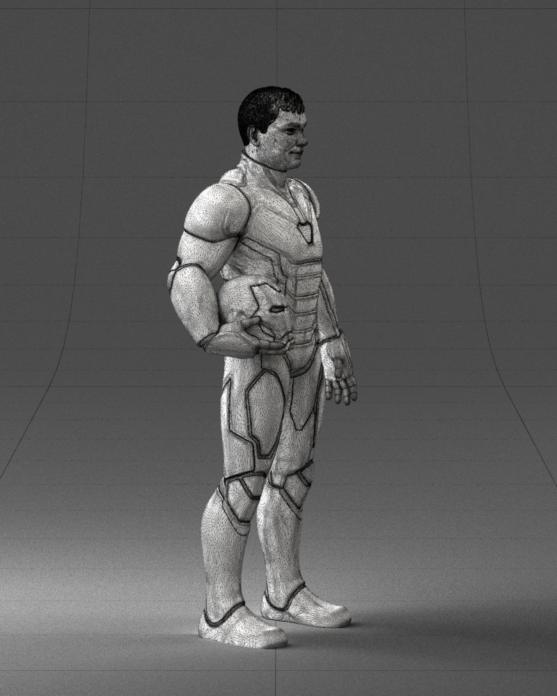 000291 Man in Futuristic Armored Suit with Helmet 1001 3dp 3D print model_27