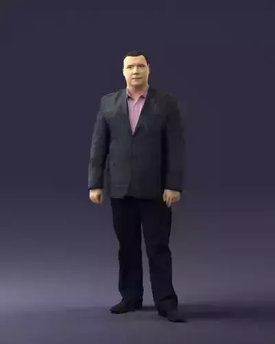 Plump man plaid jacket 0716