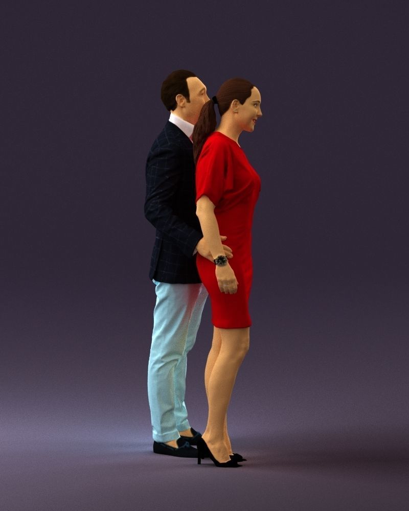 Man in dress and woman in red 0732 3D Print Ready 3D print model_9