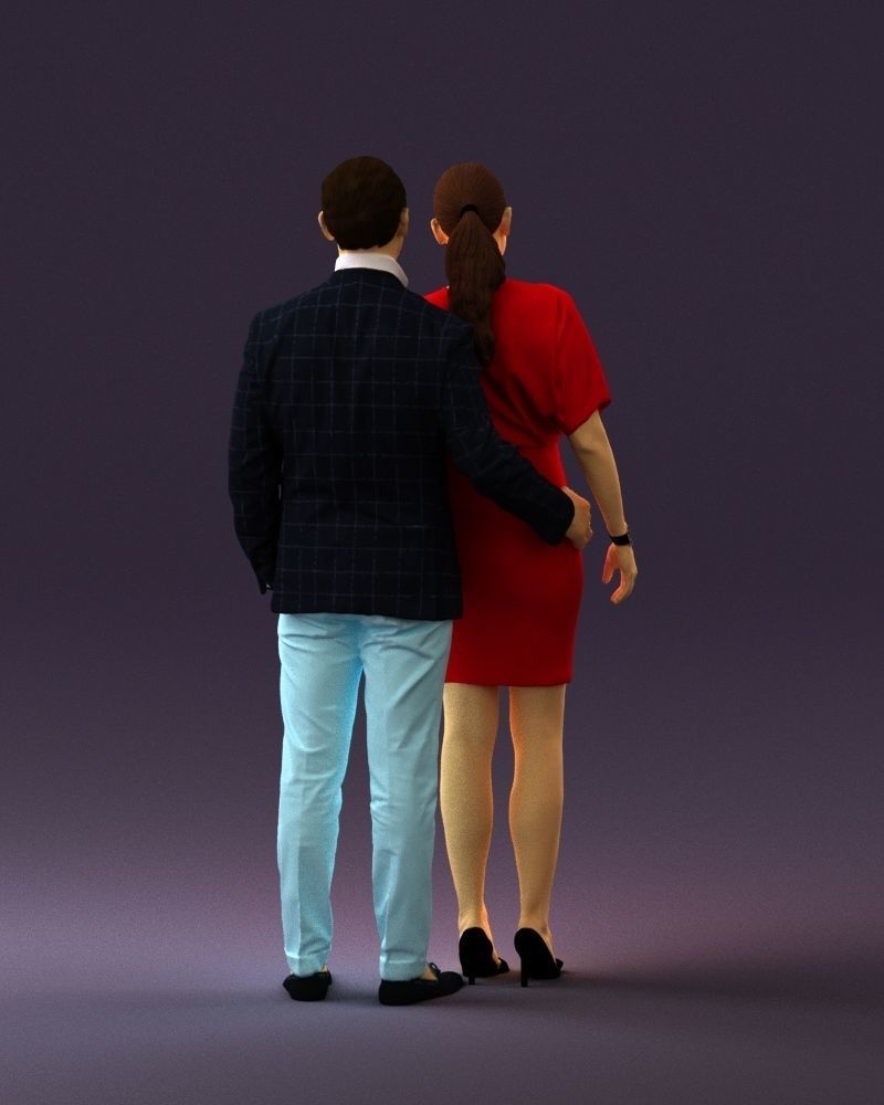 Man in dress and woman in red 0732 3D Print Ready 3D print model_13