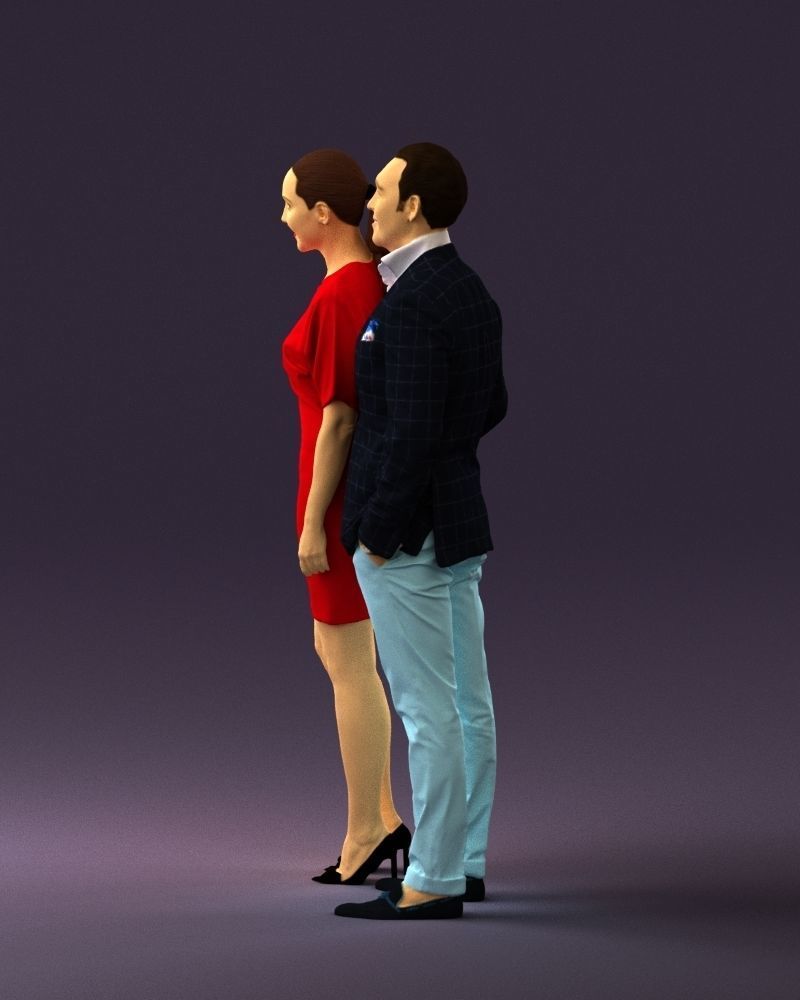 Man in dress and woman in red 0732 3D Print Ready 3D print model_17