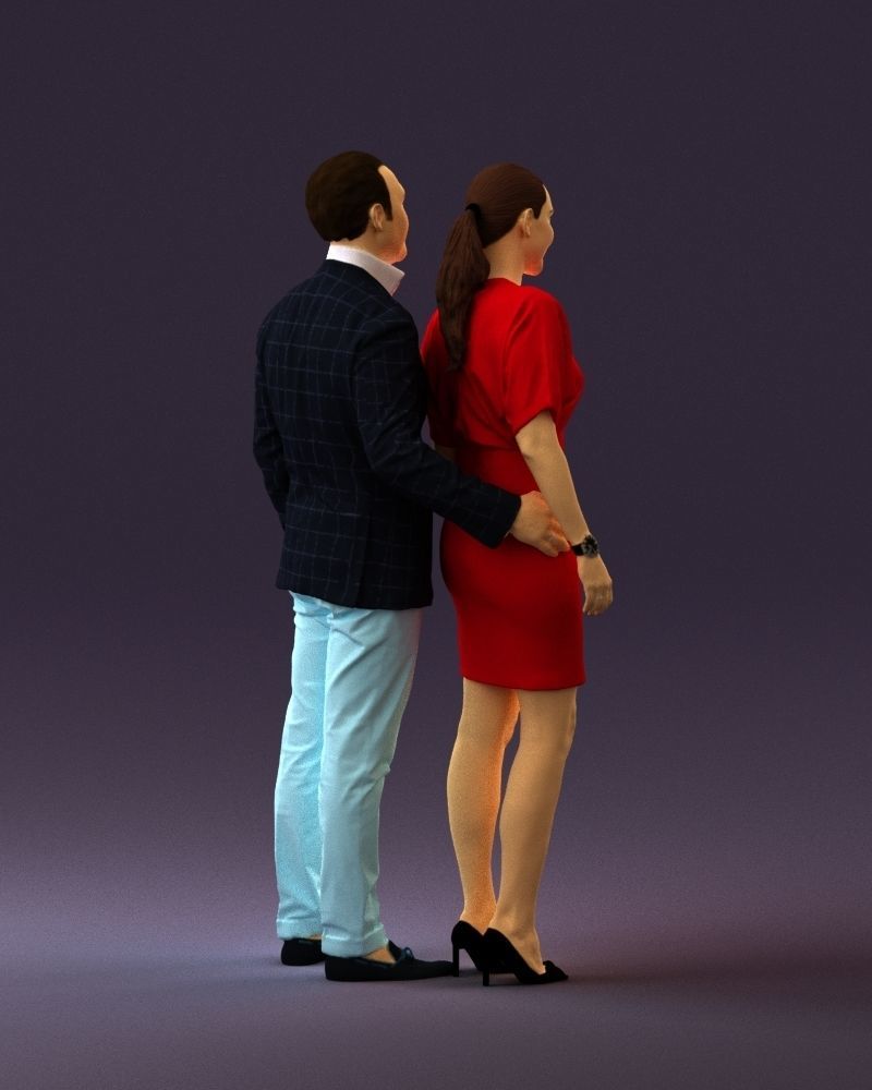 Man in dress and woman in red 0732 3D Print Ready 3D print model_11