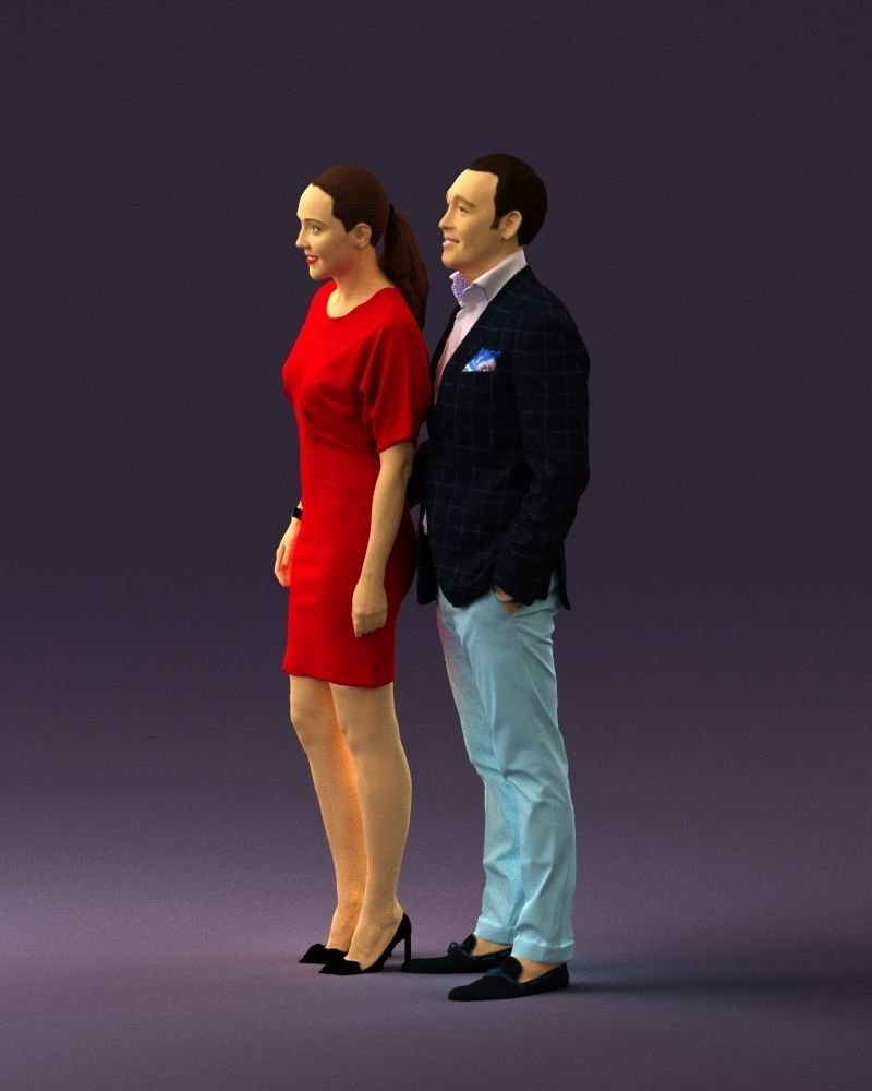Man in dress and woman in red 0732 3D Print Ready 3D print model_19