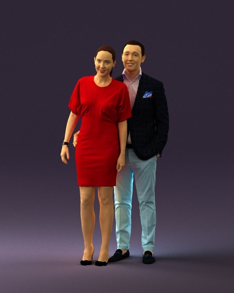 Man in dress and woman in red 0732 3D Print Ready 3D print model_25