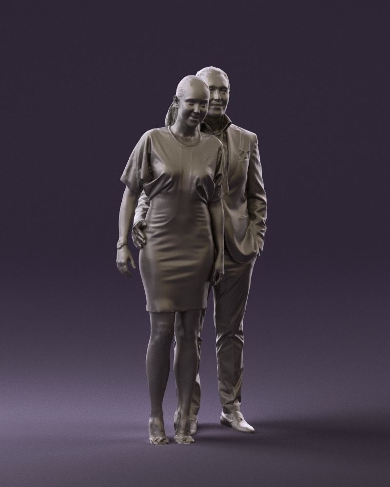 Man in dress and woman in red 0732 3D Print Ready 3D print model_4