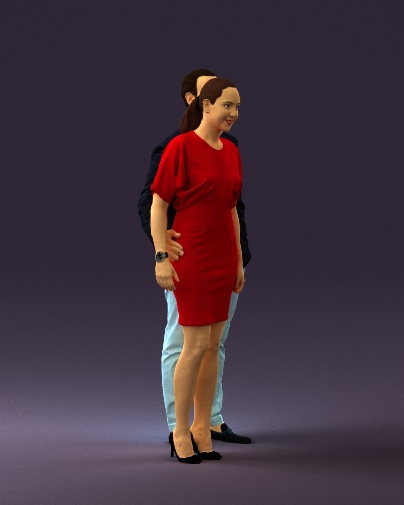Man in dress and woman in red 0732 3D Print Ready 3D print model_7