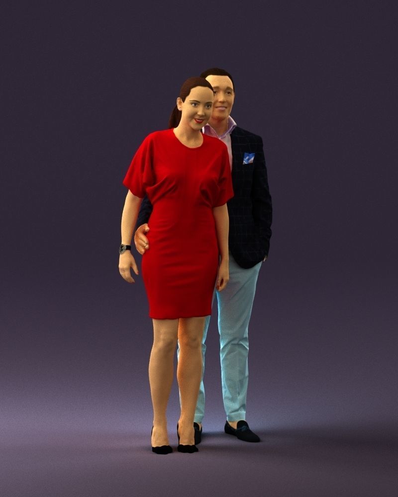 Man in dress and woman in red 0732 3D Print Ready 3D print model_5