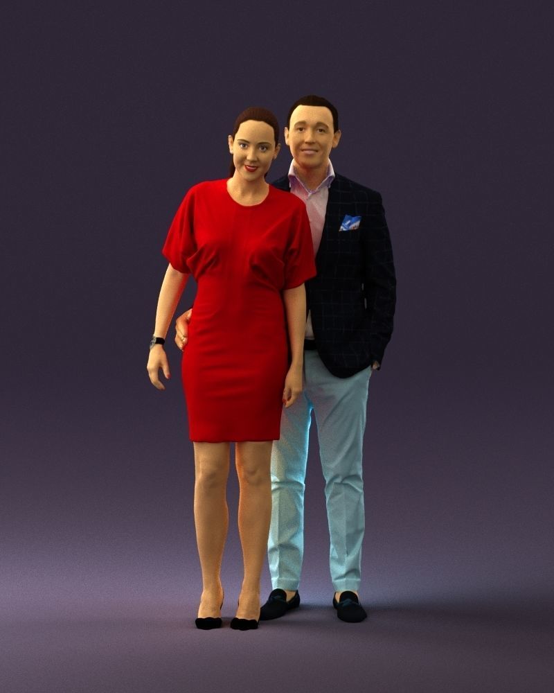 Man in dress and woman in red 0732 3D Print Ready 3D print model_3