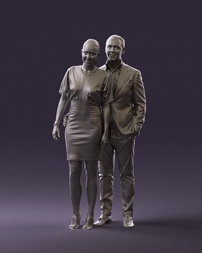 Man in dress and woman in red 0732 3D Print Ready 3D print model
