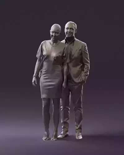 Man in dress and woman in red 0732 3D Print Ready 3D print model