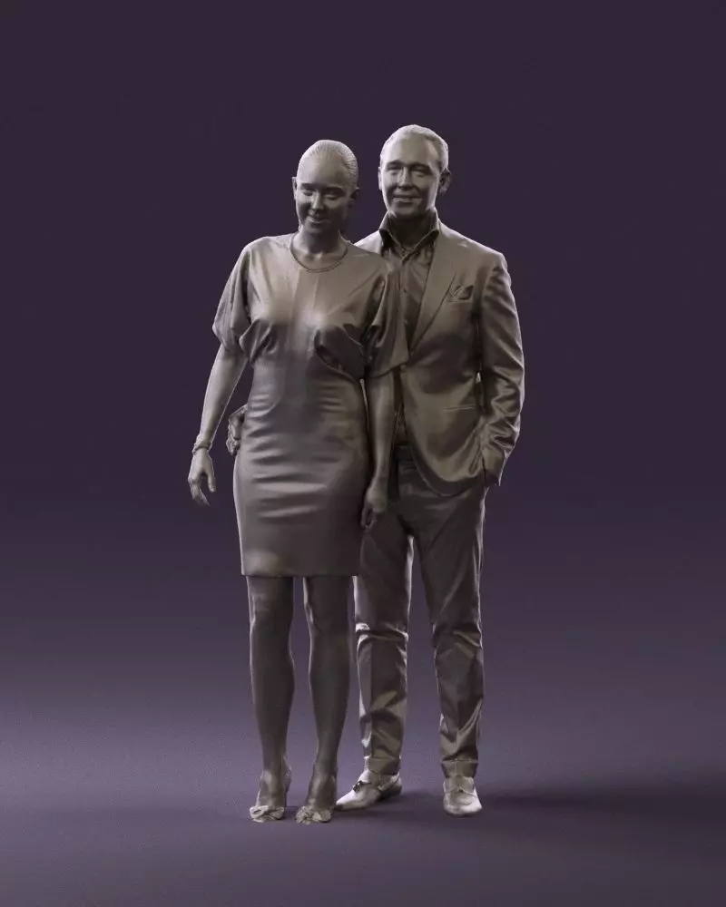 Man in dress and woman in red 0732 3D Print Ready 3D print model_0