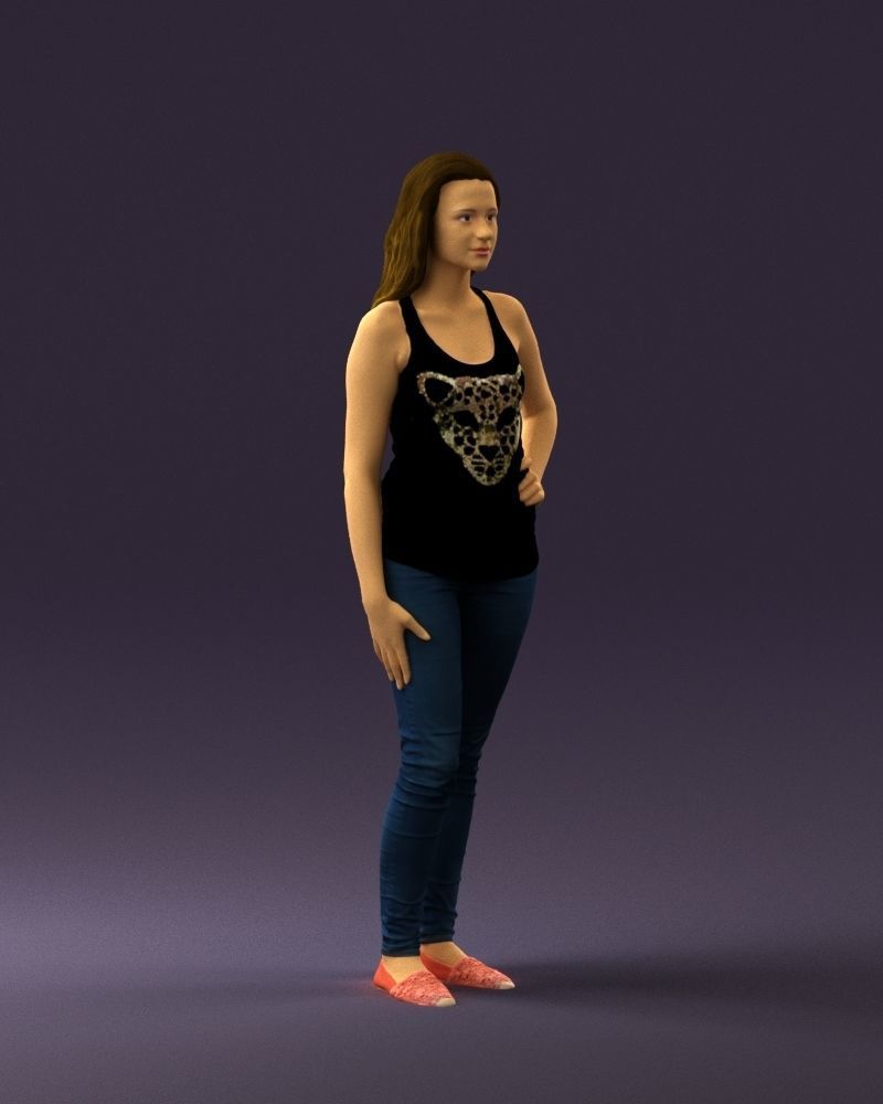 Woman in black tank panther 0724 3D Print Ready 3D print model_5
