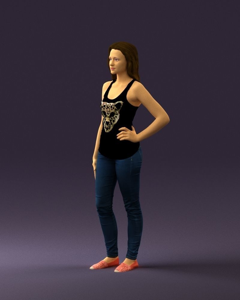 Woman in black tank panther 0724 3D Print Ready 3D print model_19