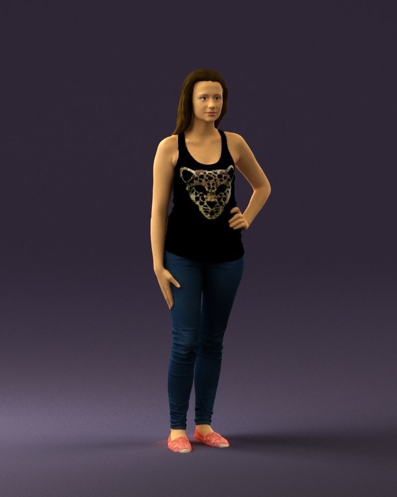 Woman in black tank panther 0724 3D Print Ready 3D print model_3