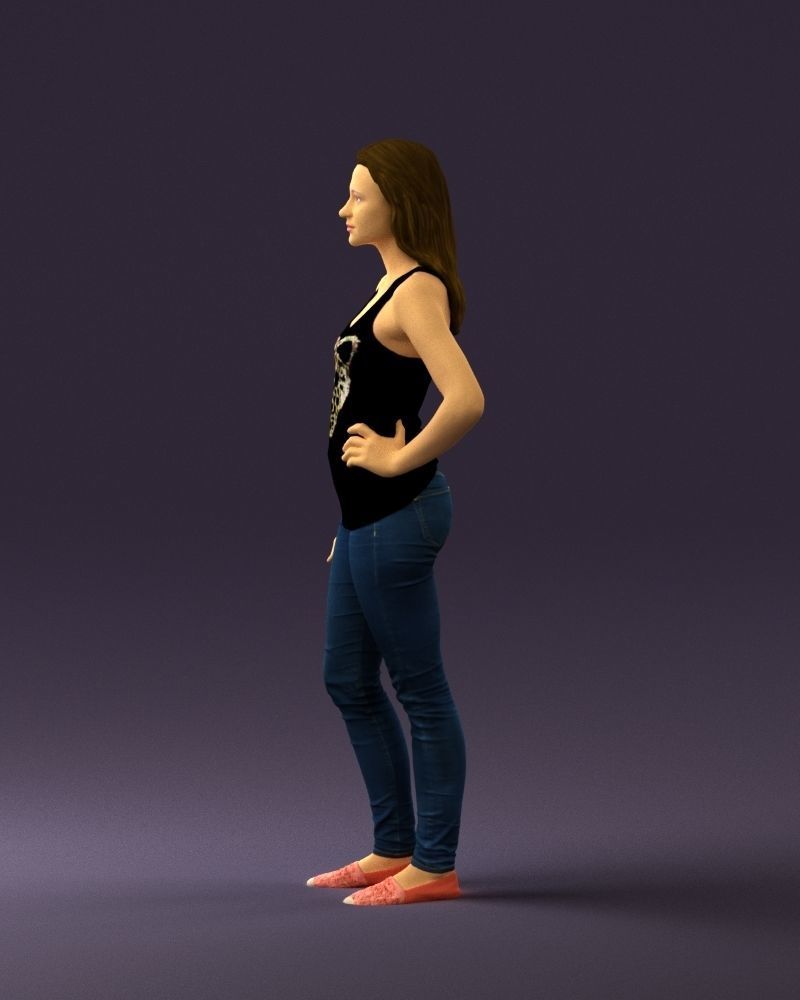 Woman in black tank panther 0724 3D Print Ready 3D print model_17