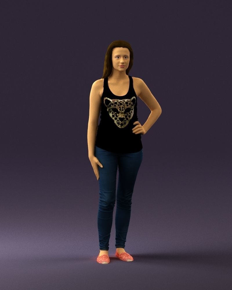 Woman in black tank panther 0724 3D Print Ready 3D print model_1