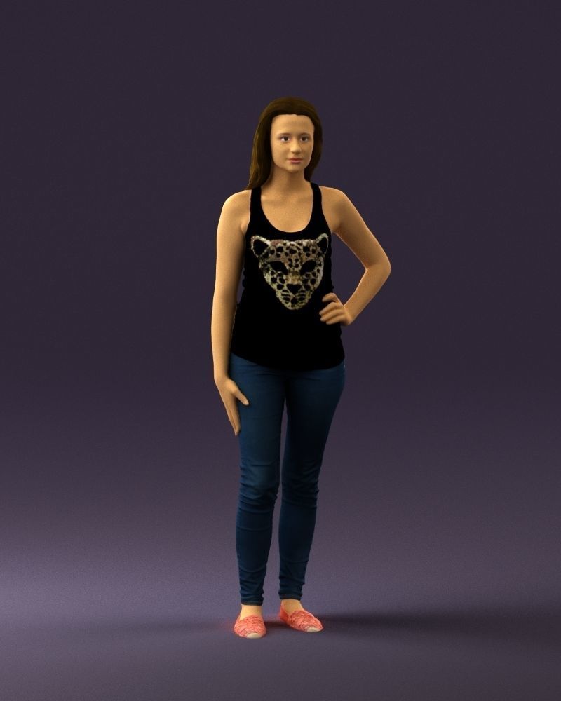 Woman in black tank panther 0724 3D Print Ready 3D print model_25