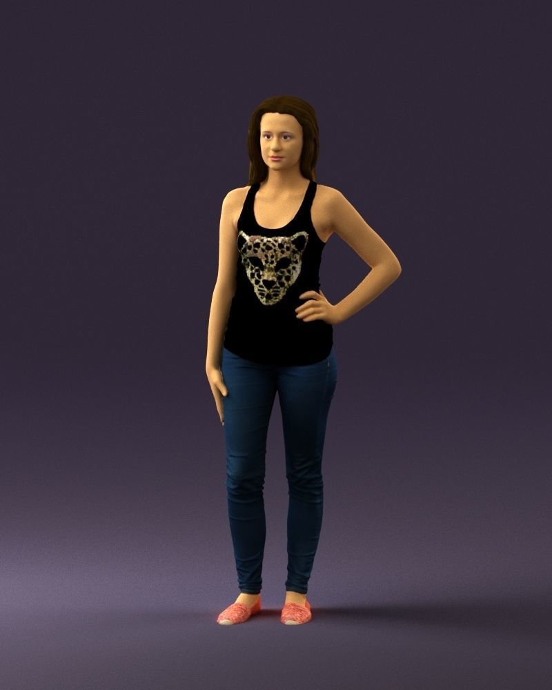 Woman in black tank panther 0724 3D Print Ready 3D print model_21