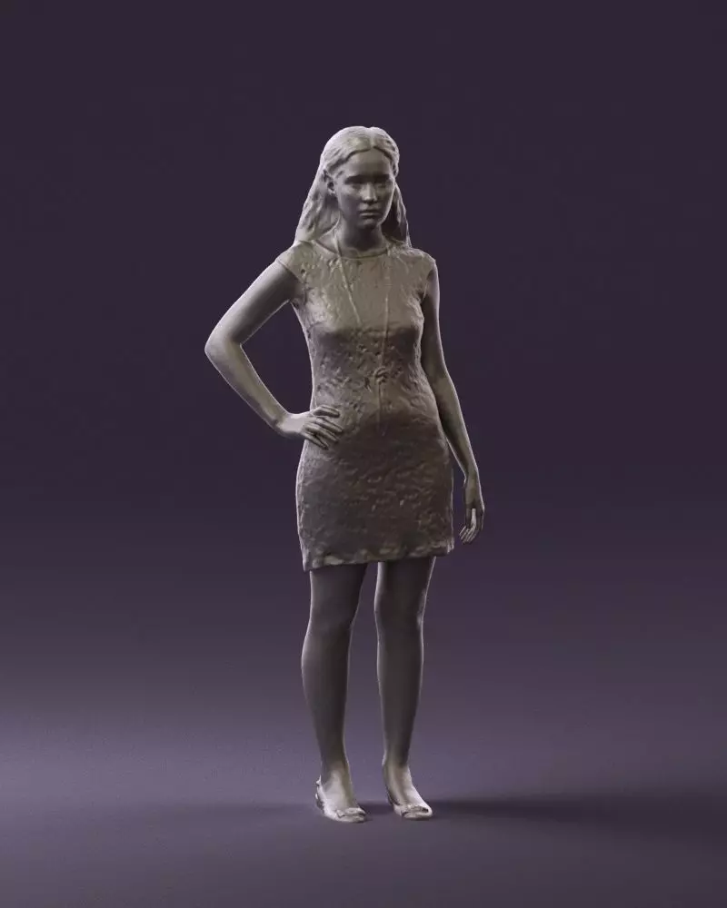 Woman in dark blue dress 0728 3D Print Ready 3D print model_0