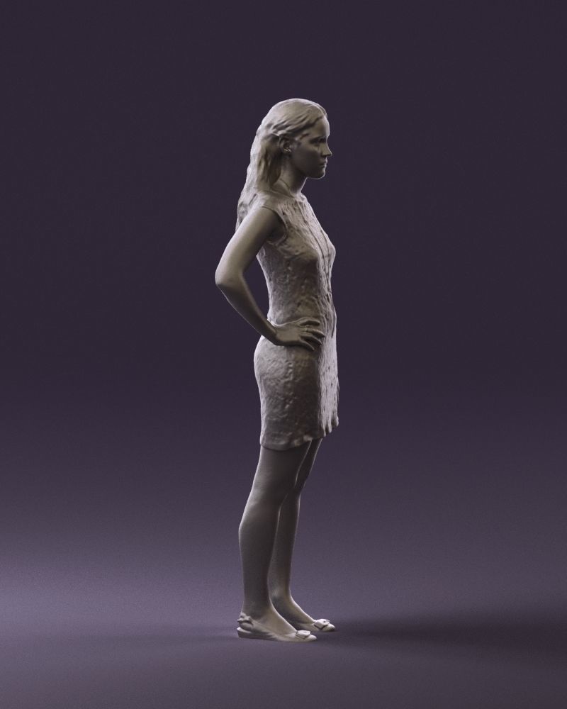 Woman in dark blue dress 0728 3D Print Ready 3D print model_3
