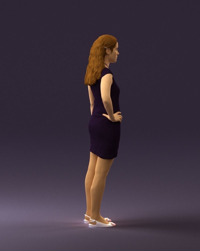 Woman in dark blue dress 0728 3D Print Ready 3D print model_5