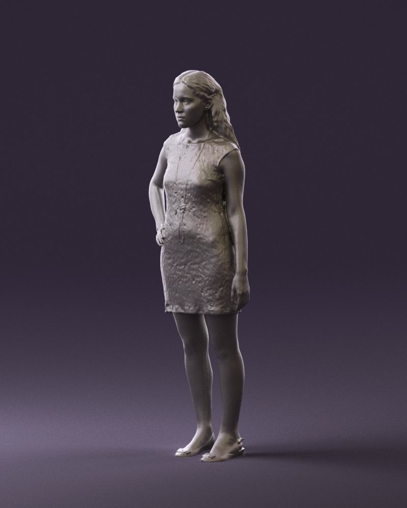 Woman in dark blue dress 0728 3D Print Ready 3D print model_13