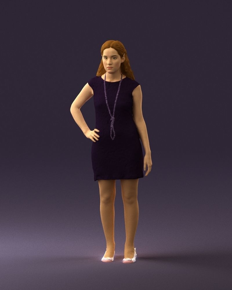 Woman in dark blue dress 0728 3D Print Ready 3D print model_16