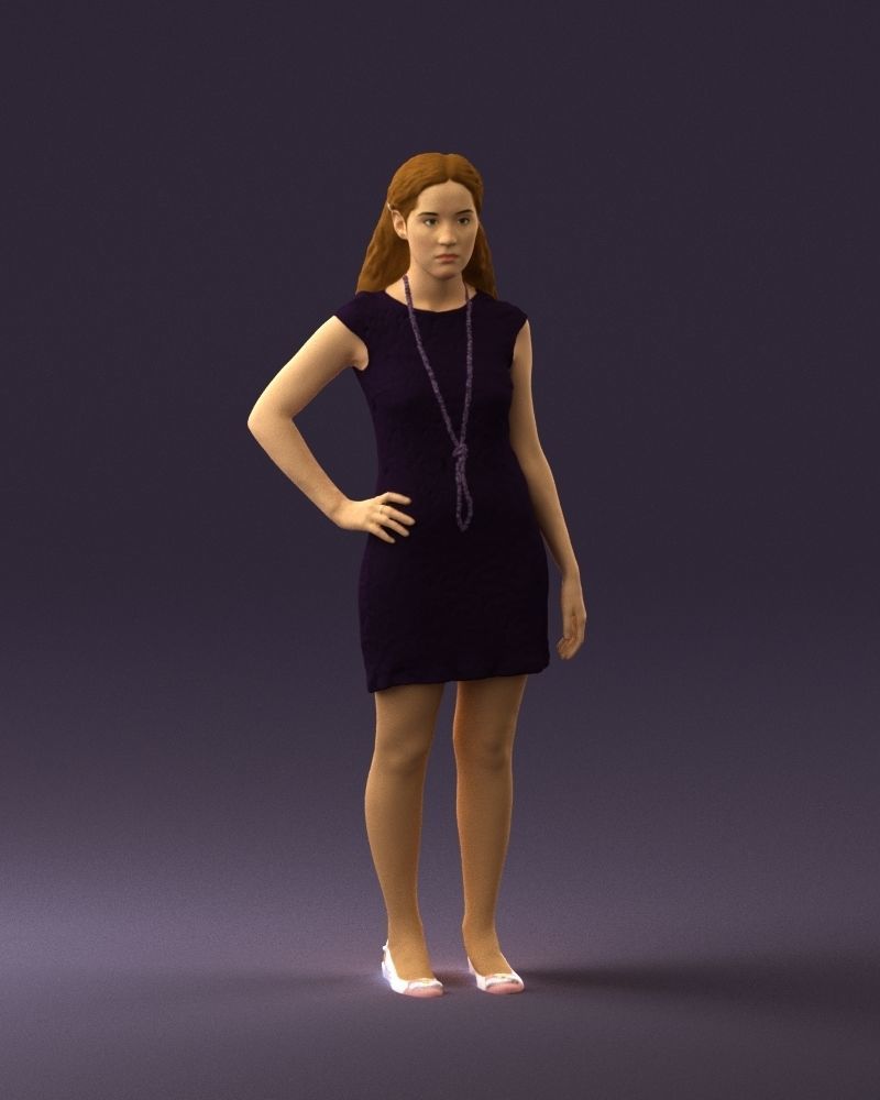 Woman in dark blue dress 0728 3D Print Ready 3D print model_20