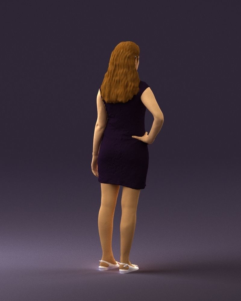 Woman in dark blue dress 0728 3D Print Ready 3D print model_7