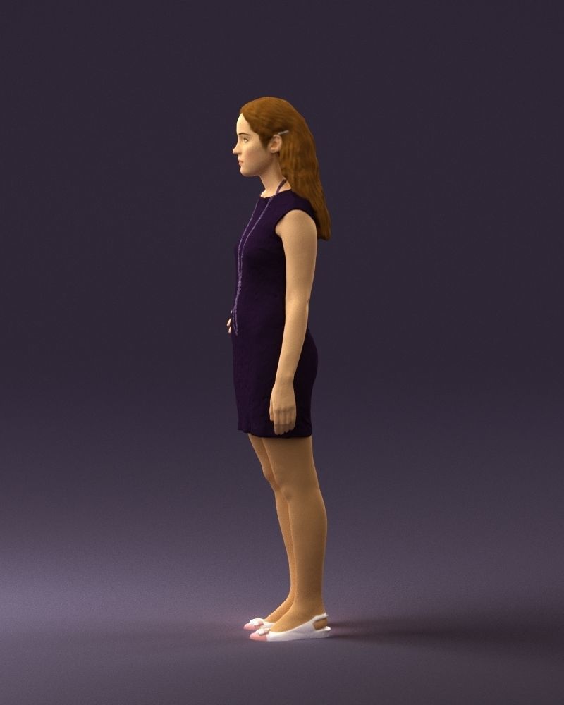 Woman in dark blue dress 0728 3D Print Ready 3D print model_12
