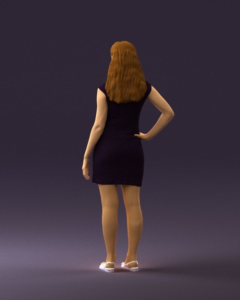 Woman in dark blue dress 0728 3D Print Ready 3D print model_8