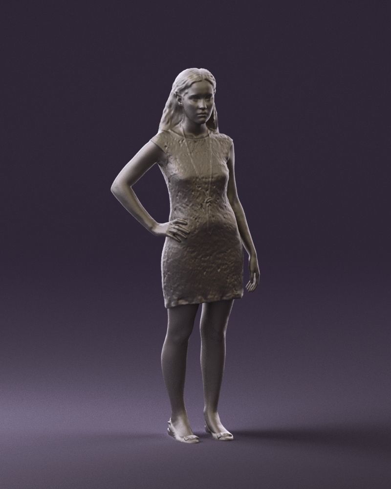 Woman in dark blue dress 0728 3D Print Ready 3D print model_1