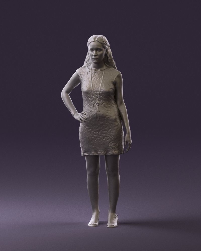 Woman in dark blue dress 0728 3D Print Ready 3D print model_15