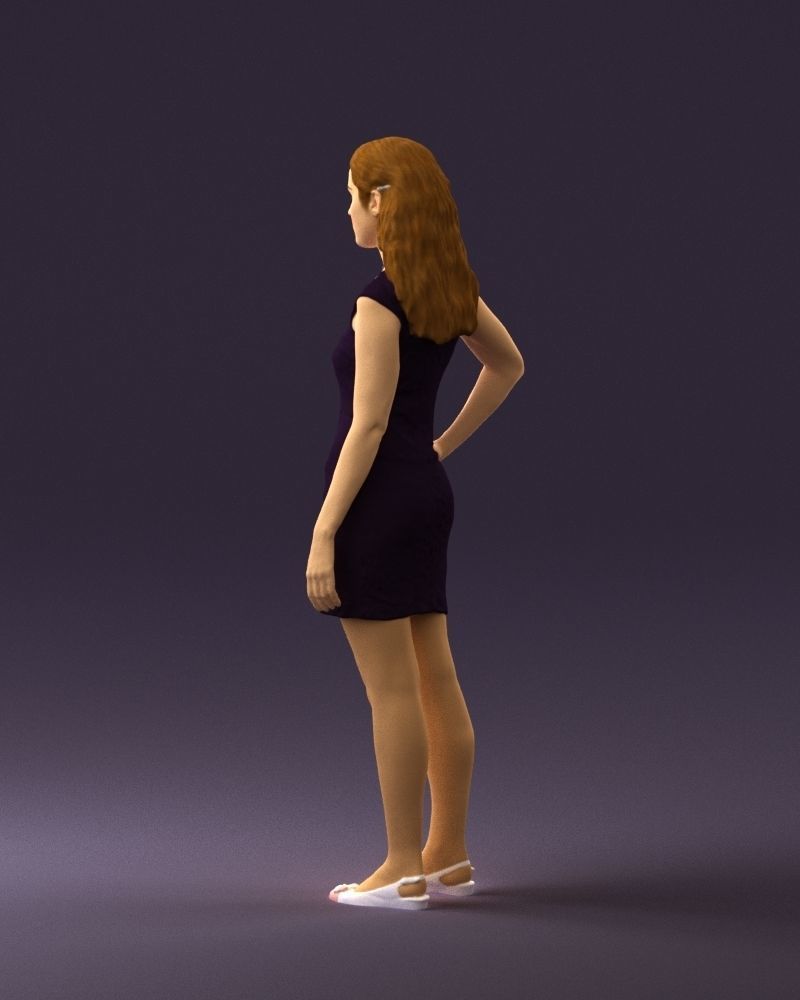 Woman in dark blue dress 0728 3D Print Ready 3D print model_10
