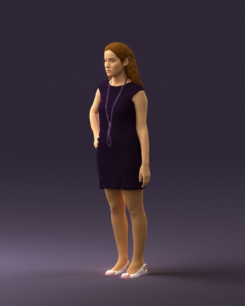 Woman in dark blue dress 0728 3D Print Ready 3D print model_14