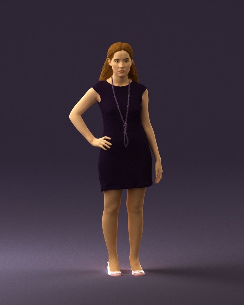 Woman in dark blue dress 0728 3D Print Ready 3D print model_18