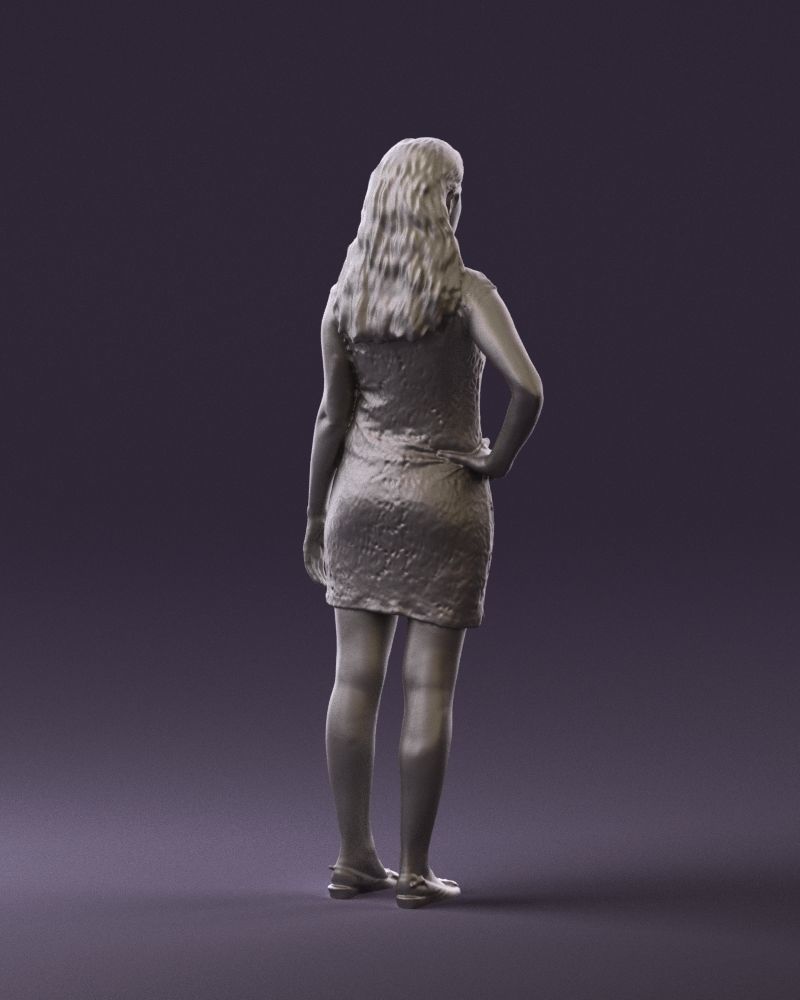 Woman in dark blue dress 0728 3D Print Ready 3D print model_6