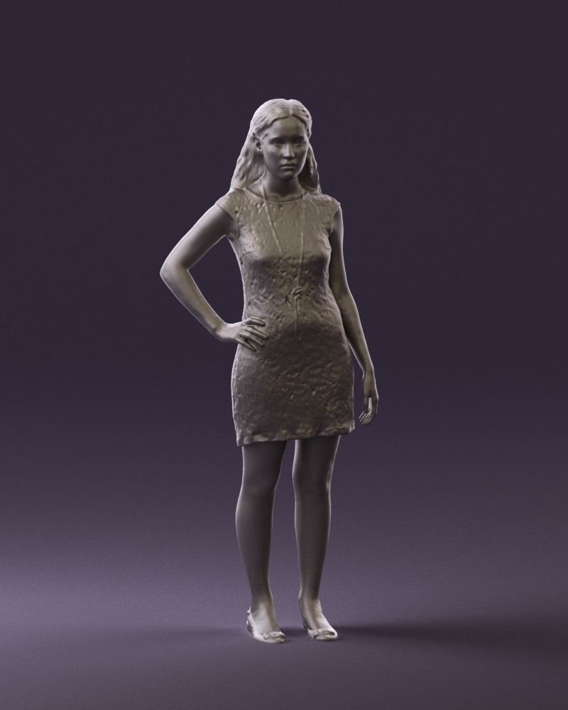 Woman in dark blue dress 0728 3D Print Ready 3D print model_19
