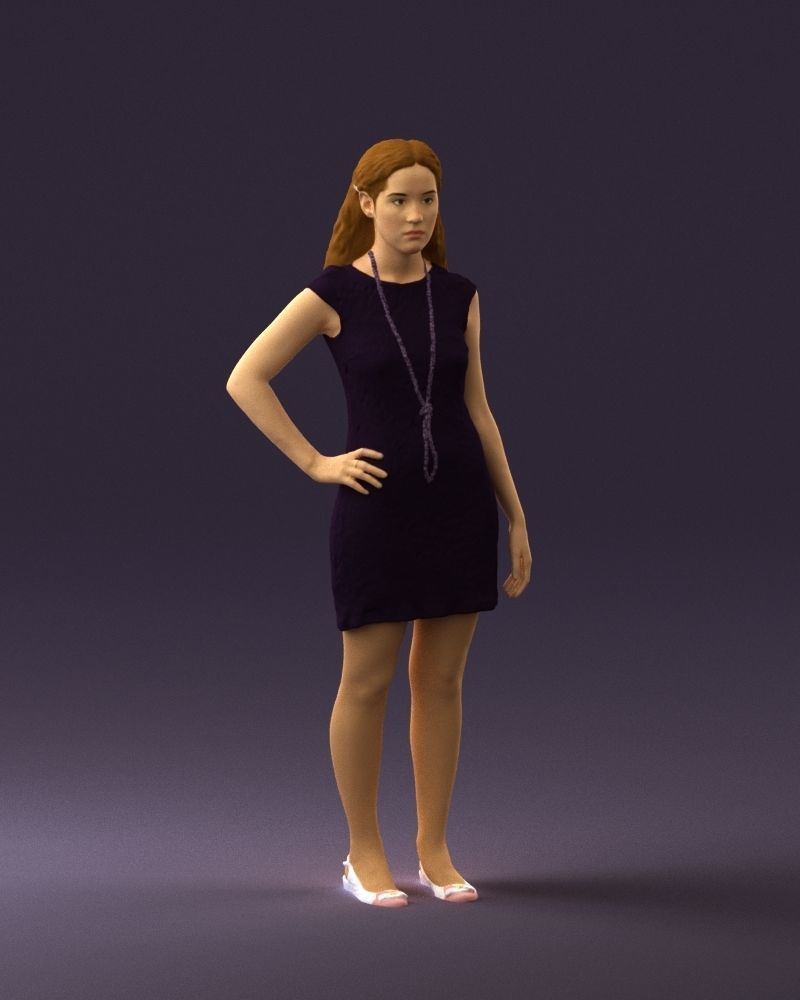 Woman in dark blue dress 0728 3D Print Ready 3D print model_2