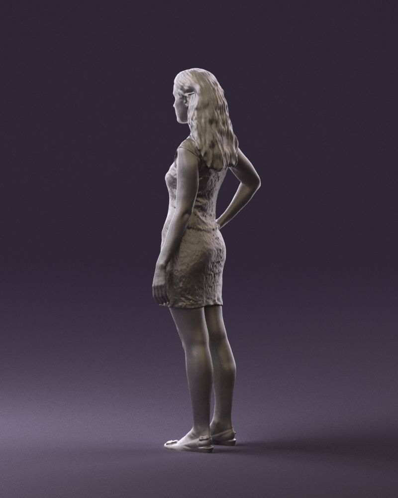 Woman in dark blue dress 0728 3D Print Ready 3D print model_9