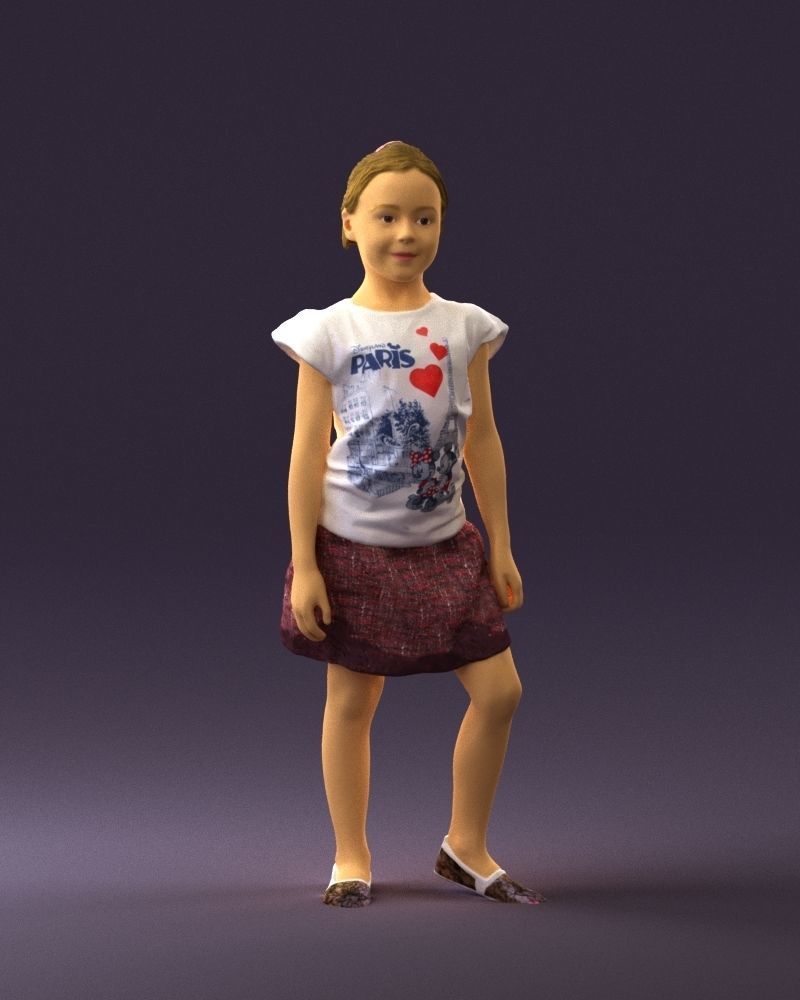 Young girl in white shirt paris 0725 3D Print Ready 3D print model_25