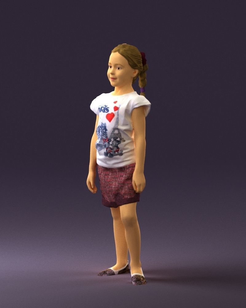 Young girl in white shirt paris 0725 3D Print Ready 3D print model_19