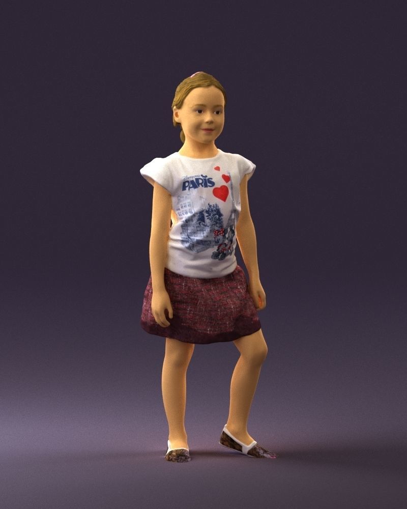 Young girl in white shirt paris 0725 3D Print Ready 3D print model_3