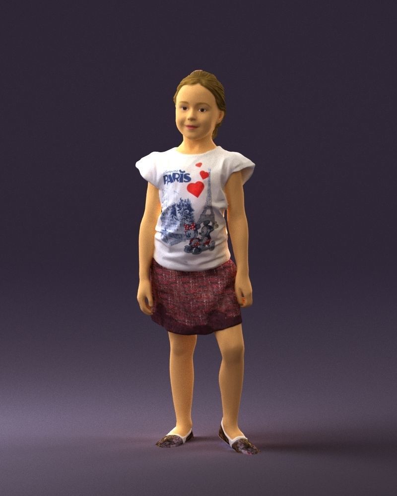 Young girl in white shirt paris 0725 3D Print Ready 3D print model_21