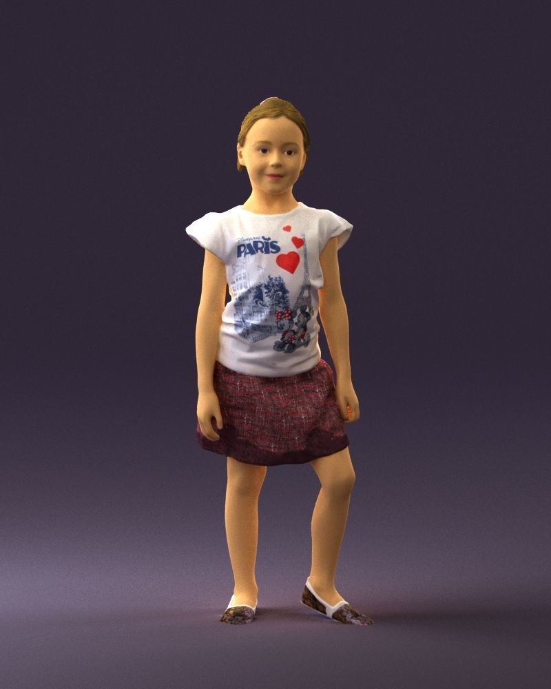 Young girl in white shirt paris 0725 3D Print Ready 3D print model_23