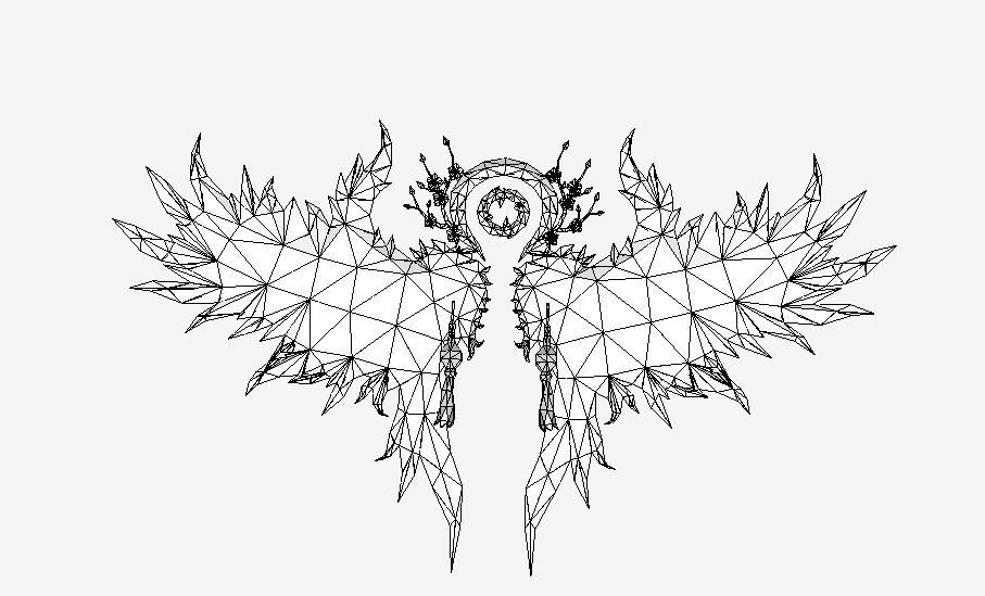 Rose Wing Low-poly 3D model_5